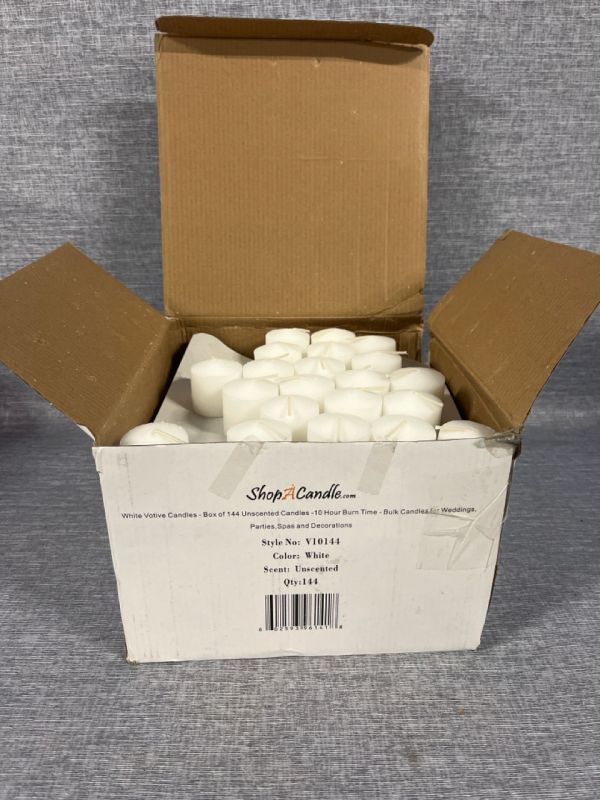 ~144 Unscented White Candles - As Is