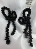 Articulated Jet Black Bead Bow Earrings - 2