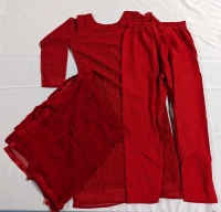 Red Dress, with Pants and Shawl. Size XS