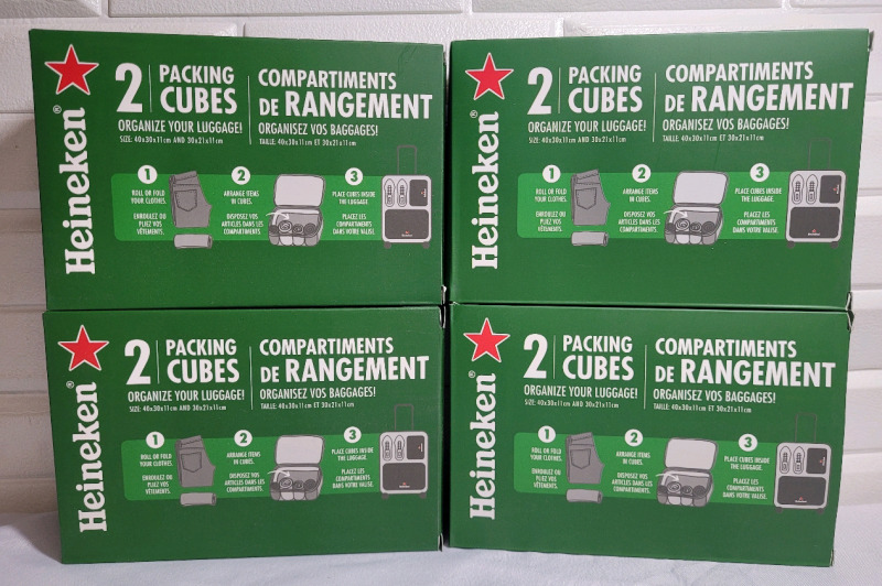 New - Heineken Packing Cubes 2-Pack . 4 Packs