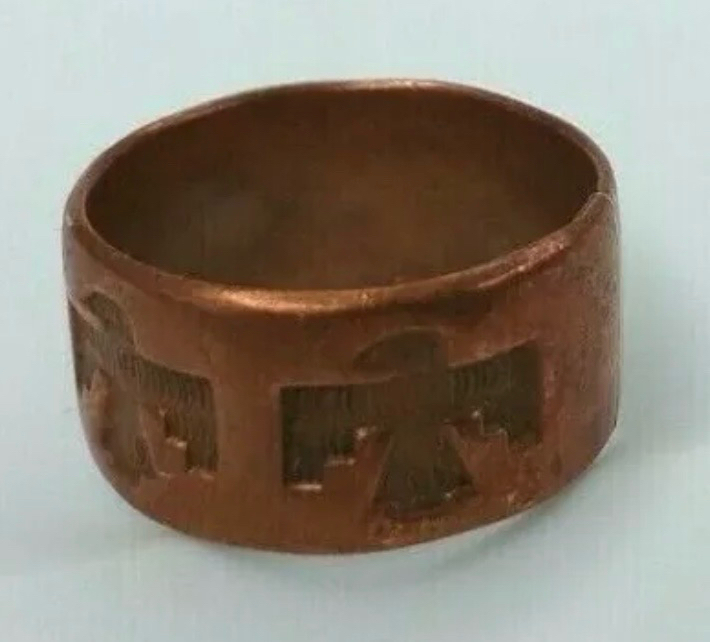 Vintage Bell Trading Post Solid Copper Thunderbird Band Ring