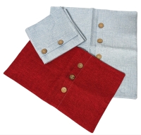 3 New Cushion Cases with Button Detailing 17.75" x 17.5" (Blue) & 19.5" x 11.75" (Red)