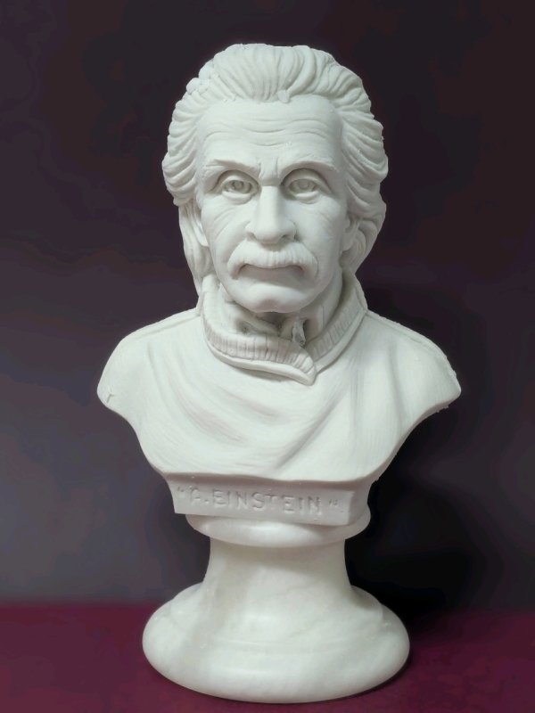 Fantastic New EINSTEIN Bust 6" Made in Italy - Handmade with Alabaster Base and Statue in Marble and Resin Dust