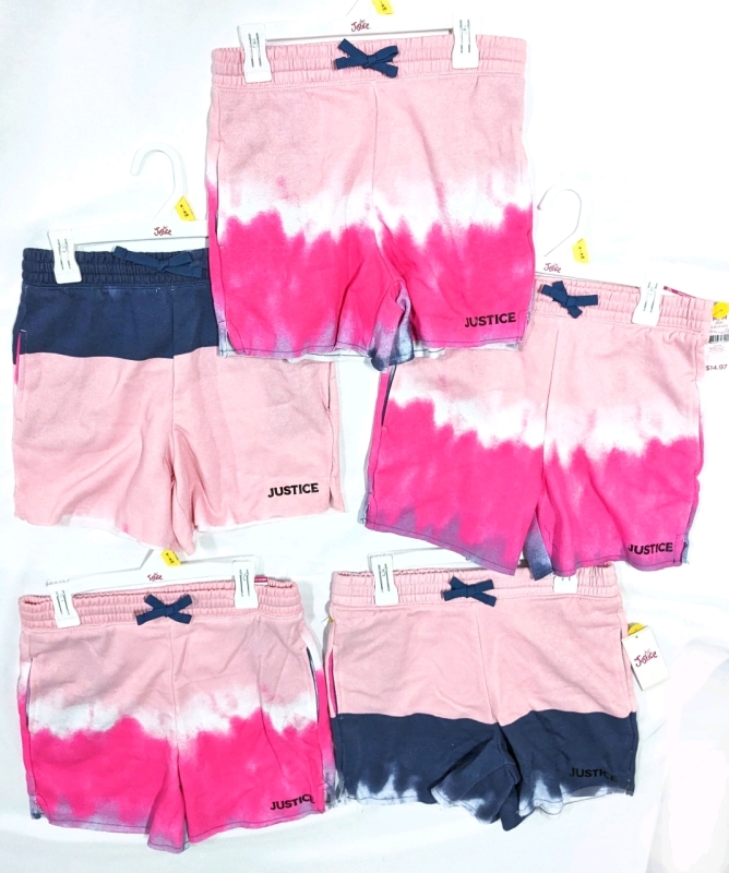 5 New JUSTICE Girls Youth Shorts: Size Medium (10)