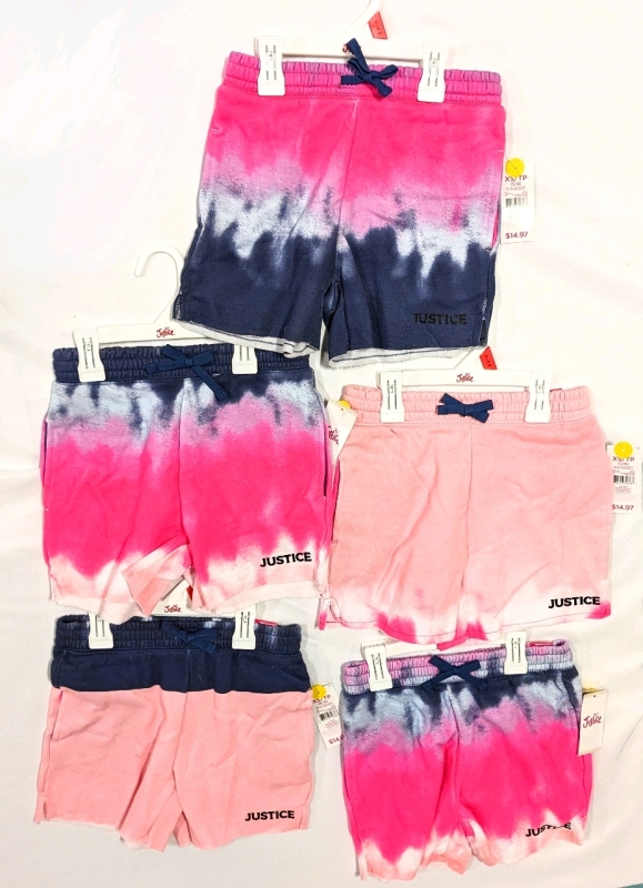 5 New JUSTICE Girls Youth Shorts: Size XS (5-6)