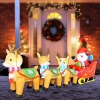 Fulong 10.2 FT Christmas Inflatable Light-Up Santa Claus on Sleigh Pulled by Three Reindeer