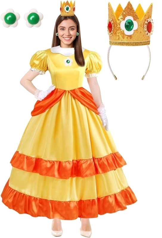 WISHTEN Princess Peach Costume for Adults Size XL