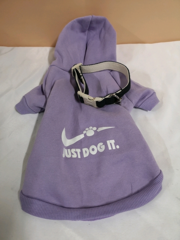 Just Dog It. Sz Large Dog Hoodie + Collar