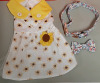 Dog Lot Sunflower Dress Size L Adjustable Collar and Bow Tie