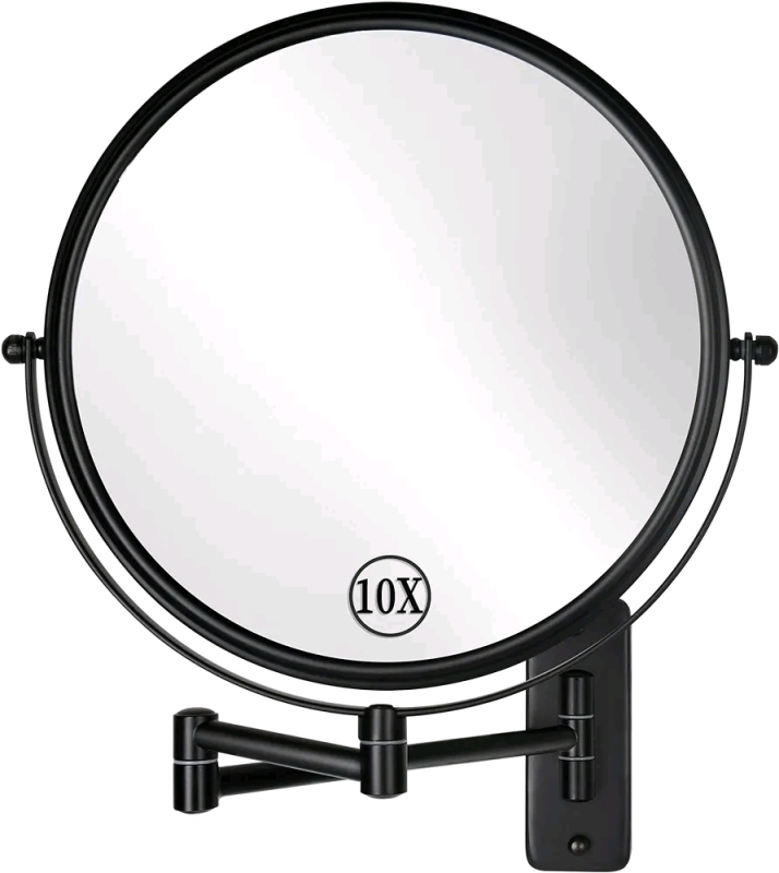 New Wall Mounted 9" Make-up Mirror - Black