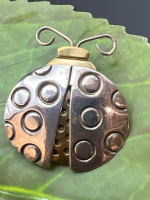 Vintage Sterling Brass LadyBird Brooch Far Fetched