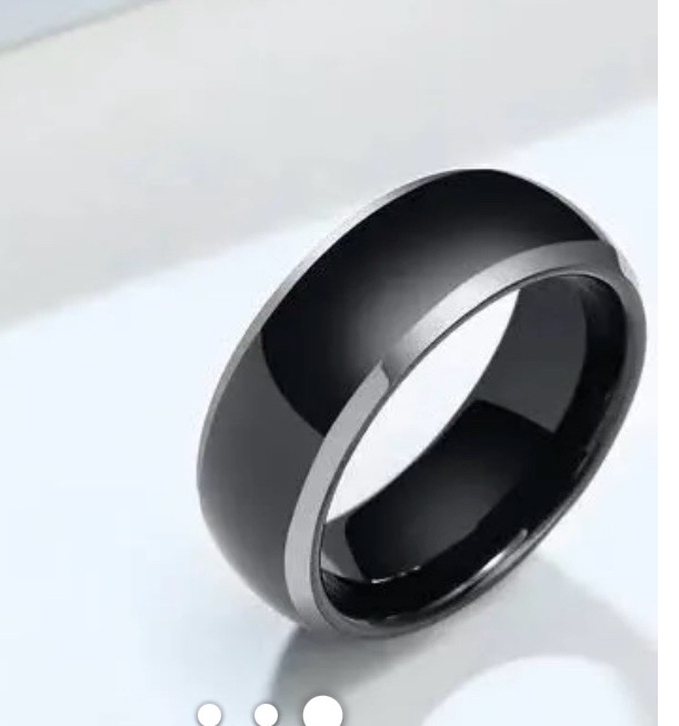 Tungsten Ring Brushed Black Silver bevel King Will Vow Keeper. New