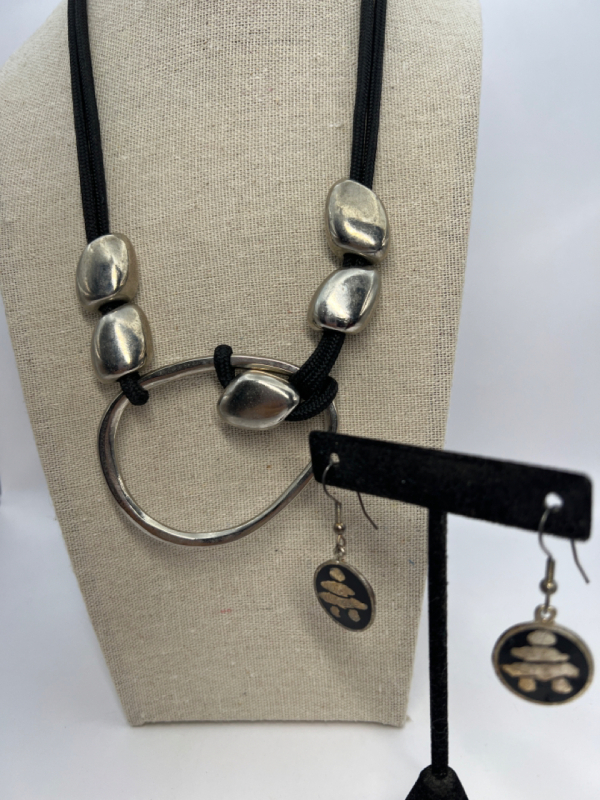 Signed Abstract Modernist Necklace Inukshuk Earrings