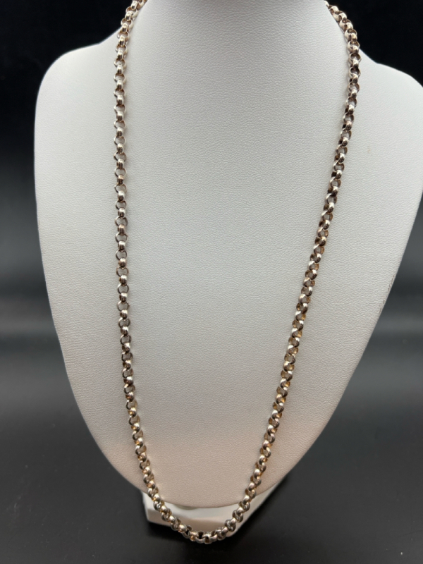 925 Sterling Silver Italy Substantial Rolo Link Chain