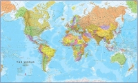 New - Maps International World Wall Map , Front Lamination . Measures 47"&times;33" . Rolled