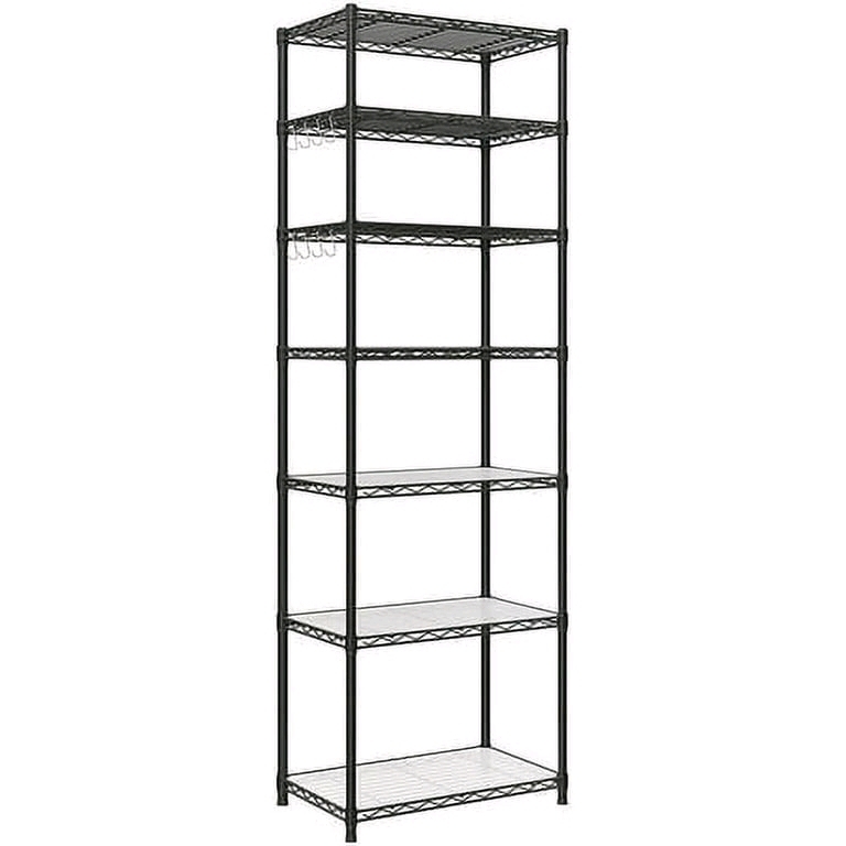 New - 7-Tier Metal Storage Unit , Shelves measure 17.5"×17.5" & 71" Tall , Black