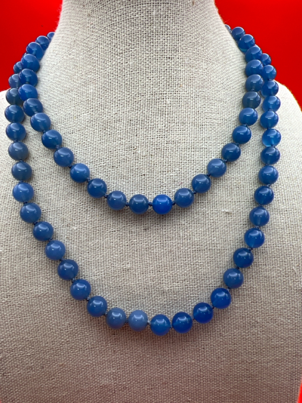 Perfect Chalcedony knotted Bead Necklace 30 inch