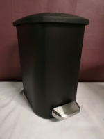 New Black Plastic Waste Bin with Lid and Foot Pedal