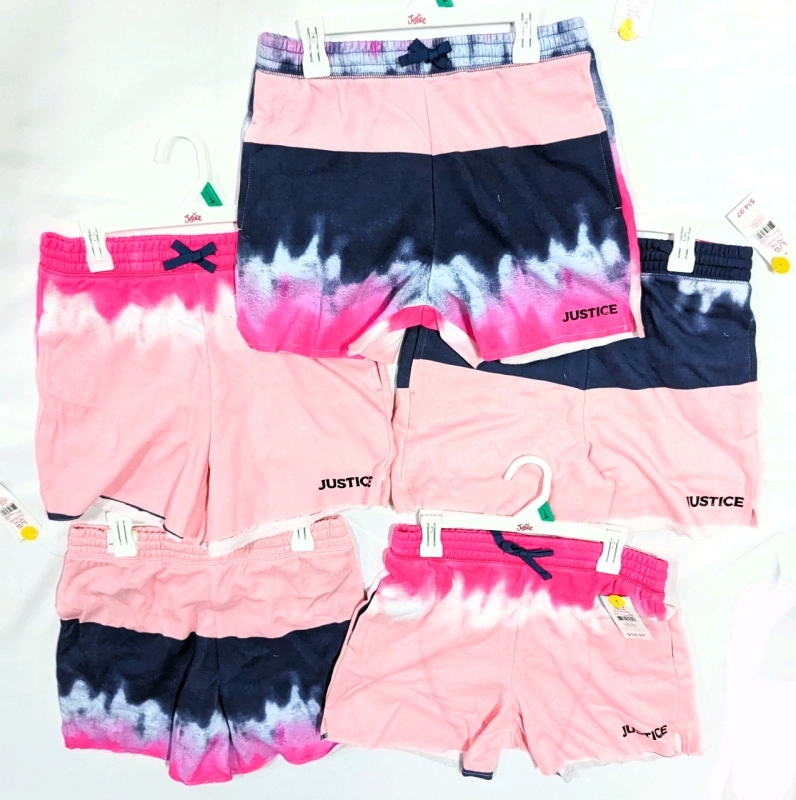 5 New JUSTICE Girls Youth Shorts: Size Large (12/14)