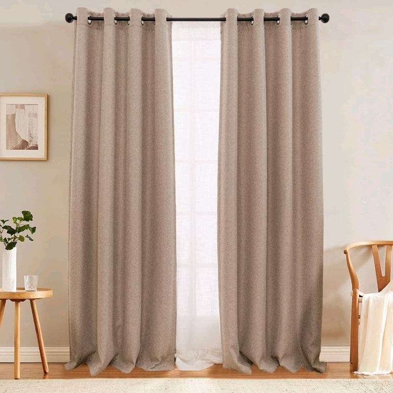 2 New Panels Jinchan Linen Textured Curtains 96 Inches Long