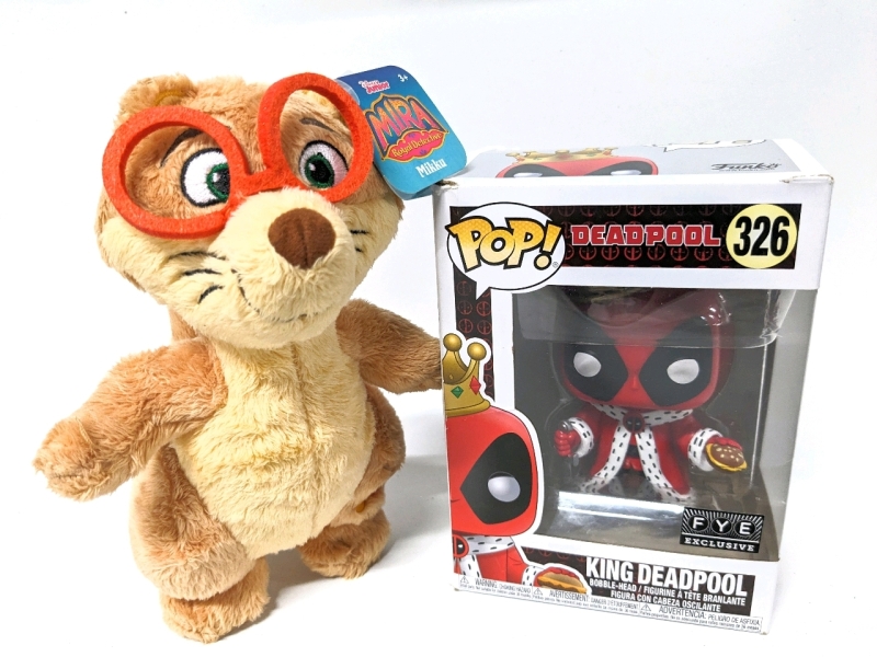 New FUNKO Pop! #326 King Deadpool Bobble-Head (FYE Exclusive) & Disney Mira Royal Detective Mikku Plush