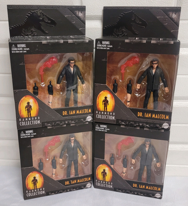 New - Jurassic Park Hammand Collection ' Dr. Ian Malcolm ' 4" Action Figure . 4 Figures