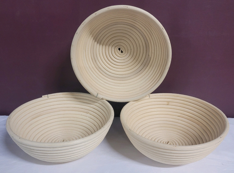 New - Herbert Rirnbaum 8" Rattan Bread Dough Proofing Baskets , Three (3) Baskets