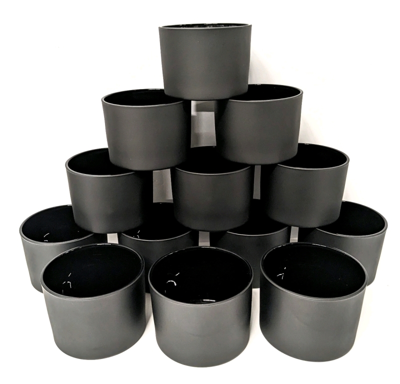 12 New Matte Black Glass Candle Vessels (approx 17oz/18oz)