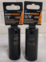 New - Gearwrench 1/2" &times; 7/8" & 1/2" &times; 15/16" Deep Impact 6 Point Sockets . Two (2) Sockets