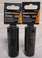 New - Gearwrench 1/2" &times; 21mm Deep Impact 6 Point Sockets . Two (2) Sockets