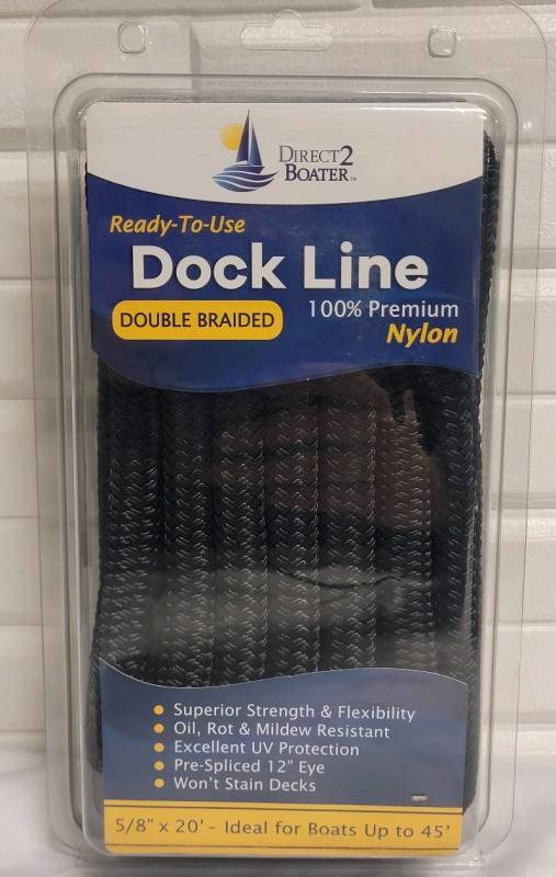 New - 5/8"×20ft Double Braided Nylon Dock Line , Boats upto 45ft