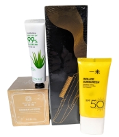 New Health & Beauty: Hair Massage Comb H8660, Forever Love Firenna Egg Yolk Facial Mask (50g), SPF50 Isolate Sunscreen (50ml), Aloe Vera Gel (30g)