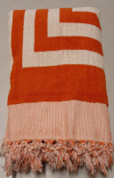 Turkish Towel with Fringe Orange and Cream. 42x 72"