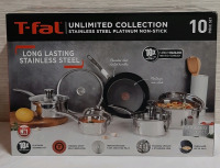 T Fal Unlimited Collection 10 Piece Stainless Steel Non-Stick Cookware