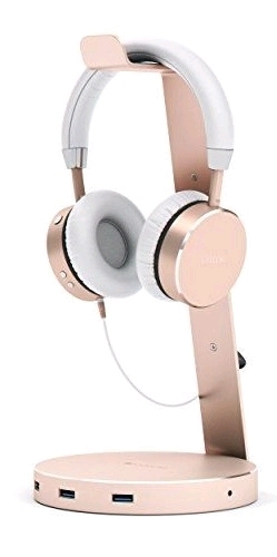 New Aluminum Headphone Stand + USB 3.0 Hub (Rose Gold)