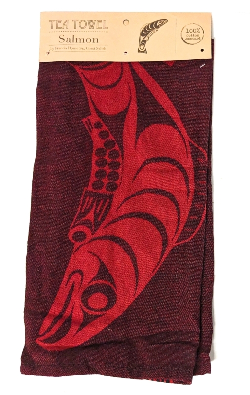 New Native Northwest SALMON Tea Towel 100% Cotton Jacquard 70cm x 50cm