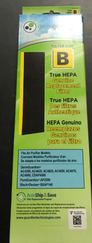 New GermGuardian HEPA Filter Size B Replacement Filter