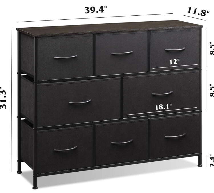 WLIVE Fabric Dresser for Bedroom, Storage Drawer Unit, Dresser TV Stand
