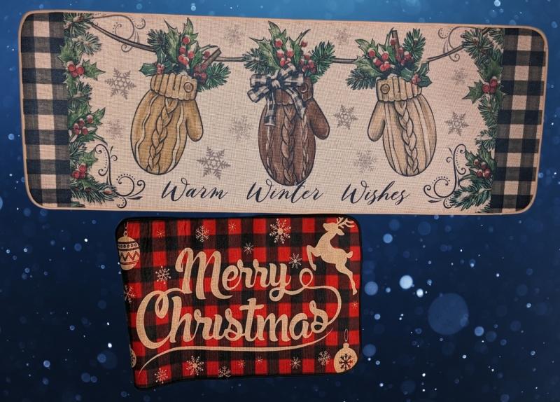 2 New Decorative Floor Mats : Warm Winter Wishes & Merry Christmas