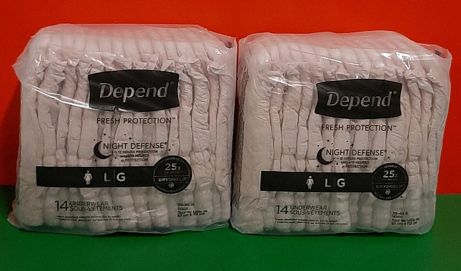 2 Packages of Depend Night Defense 14 per Pack