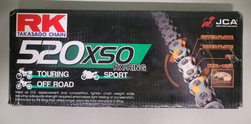 New - RK Takasago Chain 520XSO RX-Ring RX Sealed Ring Chain for Motorcycles
