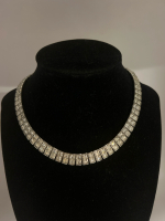 Vintage Crystal Collar Necklace, Retro Modernist Channel Set Crystals