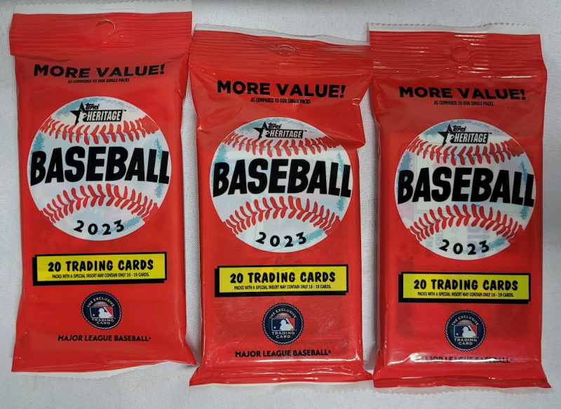 2023 Topps Heritage MLB Baseball Trading Card Sealed Wax Packs , 3 Packs