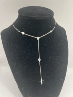 925 Sterling Lariat demure Cross Bezel CZ chain