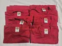 New - Six (6) XL Burgundy Fruit of the Loom T-Shirts