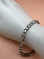 Faceted CZ Stainless Steel Line Bracelet Vintage