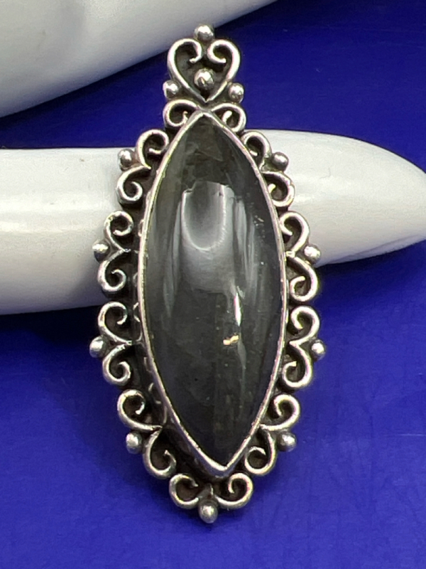 Black Rutile 925 Sterling Silver Nepal Pendant