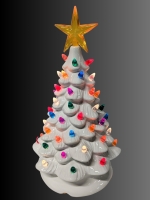 New 12.5" Tall Light-Up Ceramic Christmas Tree (White)