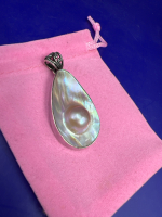 925 Sterling South Pacific Mabe Blister Pearl Pendant,