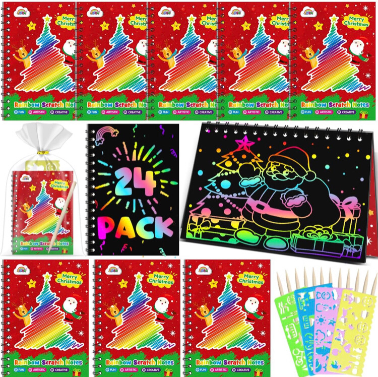 New ZMLM Scratch Art Party Favors Christmas : 24 Pack
